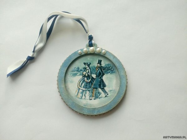 Bombka medalion Niebieska Para 2